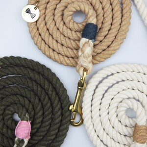Handmade Cotton Rope Dog Lead: Brass Hardware, Small Breeds bild 3