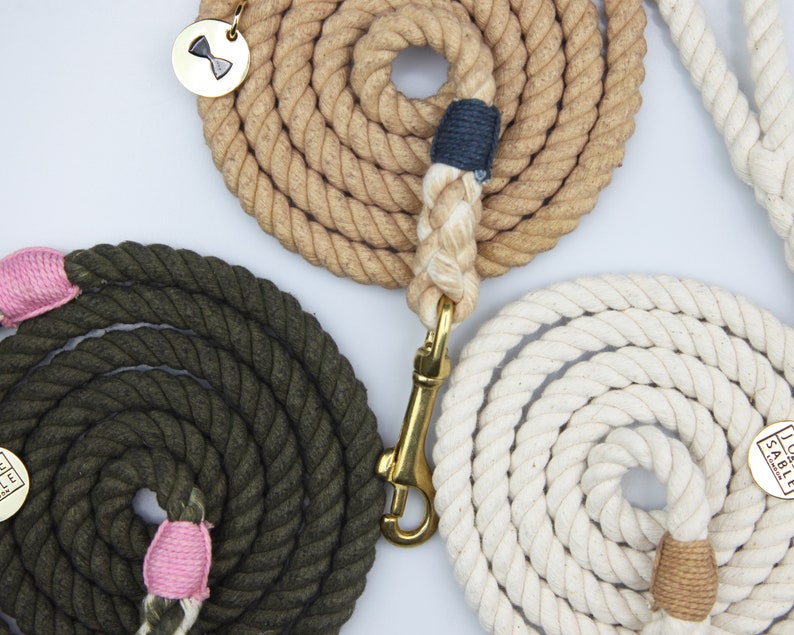 Handmade Cotton Rope Dog Lead: Brass Hardware, Small Breeds bild 3