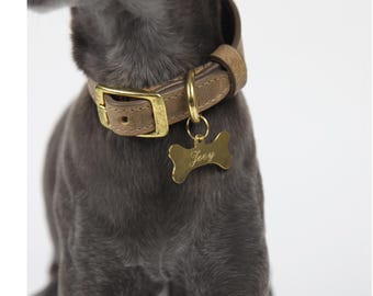 Beautifully Crafted Sighthound Collar - Luxury Pull-up, Veg-tan Leather - Umber - Jute & Sable London