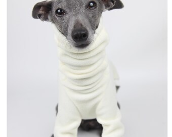 Stylish Italian Greyhound Clothing, Fleece Dog Onesie,  Essentials Ivory Pullover