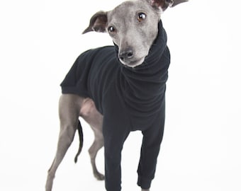 Stylish Italian Greyhound Clothing, Fleece Dog Onesie,  Essentials Black Pullover
