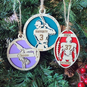 Personalized Sports Ornaments, Layered Ornament, 3D Ornament, Custom Sports Ornament