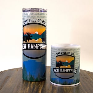 New Hampshire Tumbler or Mug, NH Mug, NH Tumbler, Skinny Tumbler, NH Coffee Cup, State Mug