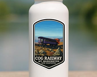 Cog Railway Decal - NH, Presidential Traverse, White Mountains, New Hampshire, Car Decal, Window Decal, Water Bottle Sticker