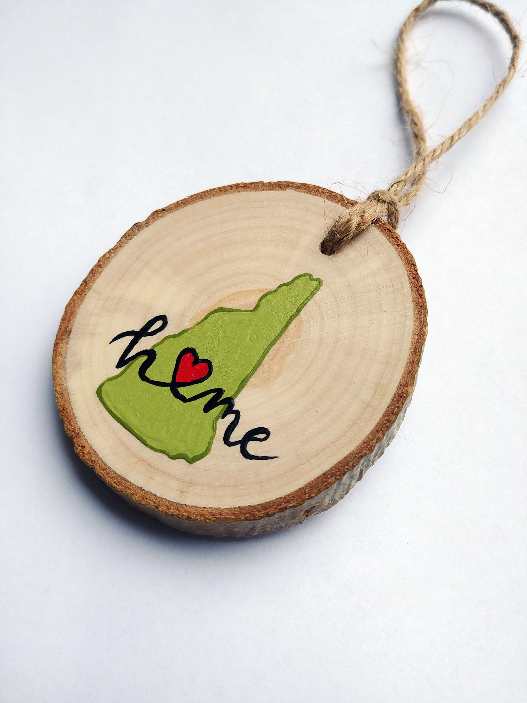 Custom State Wood Slice Ornament, New Hampshire Ornament, NH Ornament ...