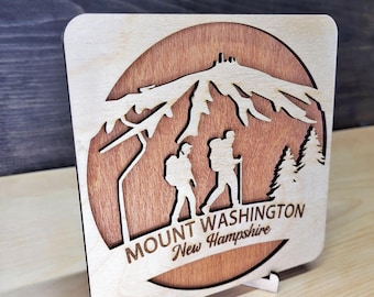 Hiker Shelf Decor, New Hampshire, Mount Washington, White Mountains, Layered Decor, Custom Text
