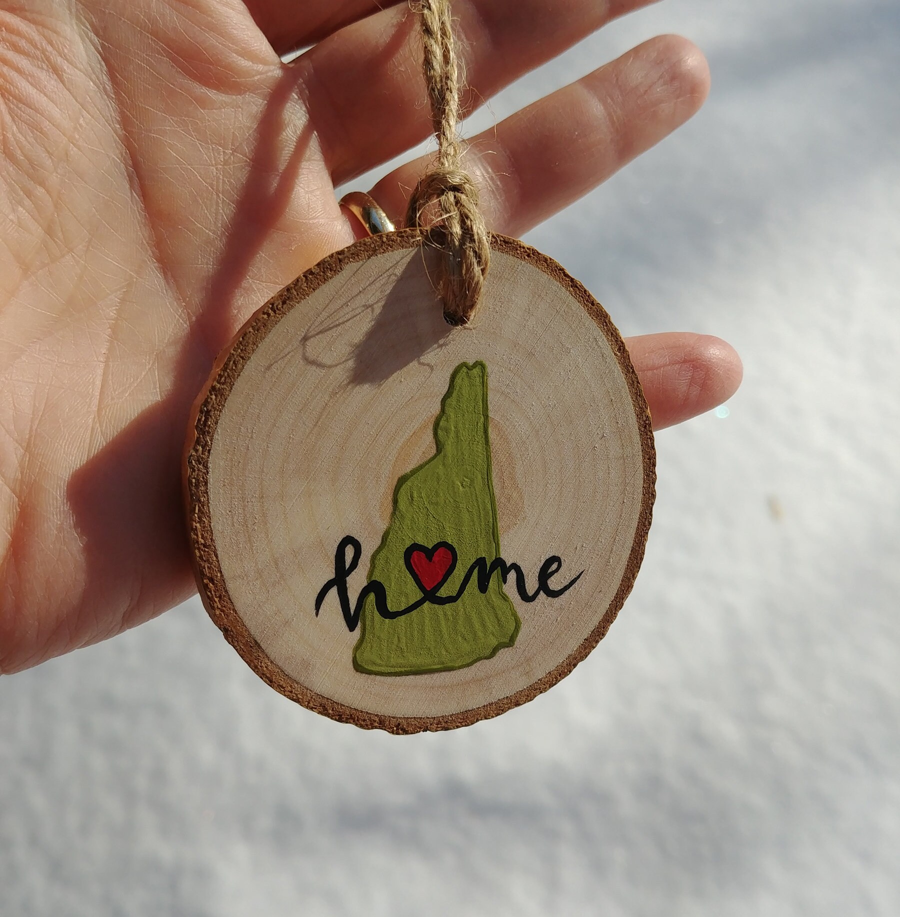 Custom State Wood Slice Ornament, New Hampshire Ornament, NH Ornament ...