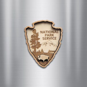 National Park Service Magnet, NPS, Arrowhead Magnet, Laser Cut Wood Decor, Replica National Park