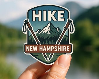 Hike New Hampshire Decal - Hike NH, White Mountains, New Hampshire, Car Decal, Window Decal, Water Bottle Sticker