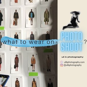 May include: A collage of images showing different outfits for a photo shoot. The text "what to wear on PHOTO SHOOT?" is written across the images. The text "uli b photography" is written below the images along with a website and Instagram handle.