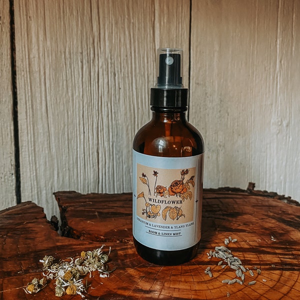 Wildflower| Spring Organic Local Lavender Hydrosol Room, Linen, & Face Mist| Geranium, Lavender, and Ylang Ylang| Aromatherapy Spray| 4oz