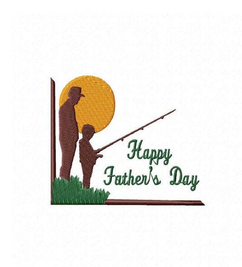 Machine Embroidery Design Happy FATHER/'S DAY Fishing Family 2 Sizes Embroidery for Kids,T-Shirts Caps Jeans Jackets Modern Designs