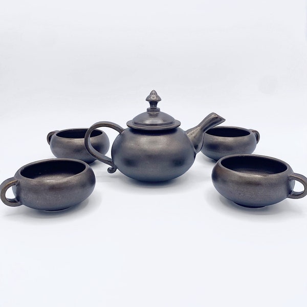 Hand Thrown Ceramic Tea Set in Gold