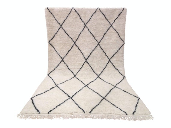 Handmade Moroccan Wool Rug Ivory White Beni Ourain Rug Etsy