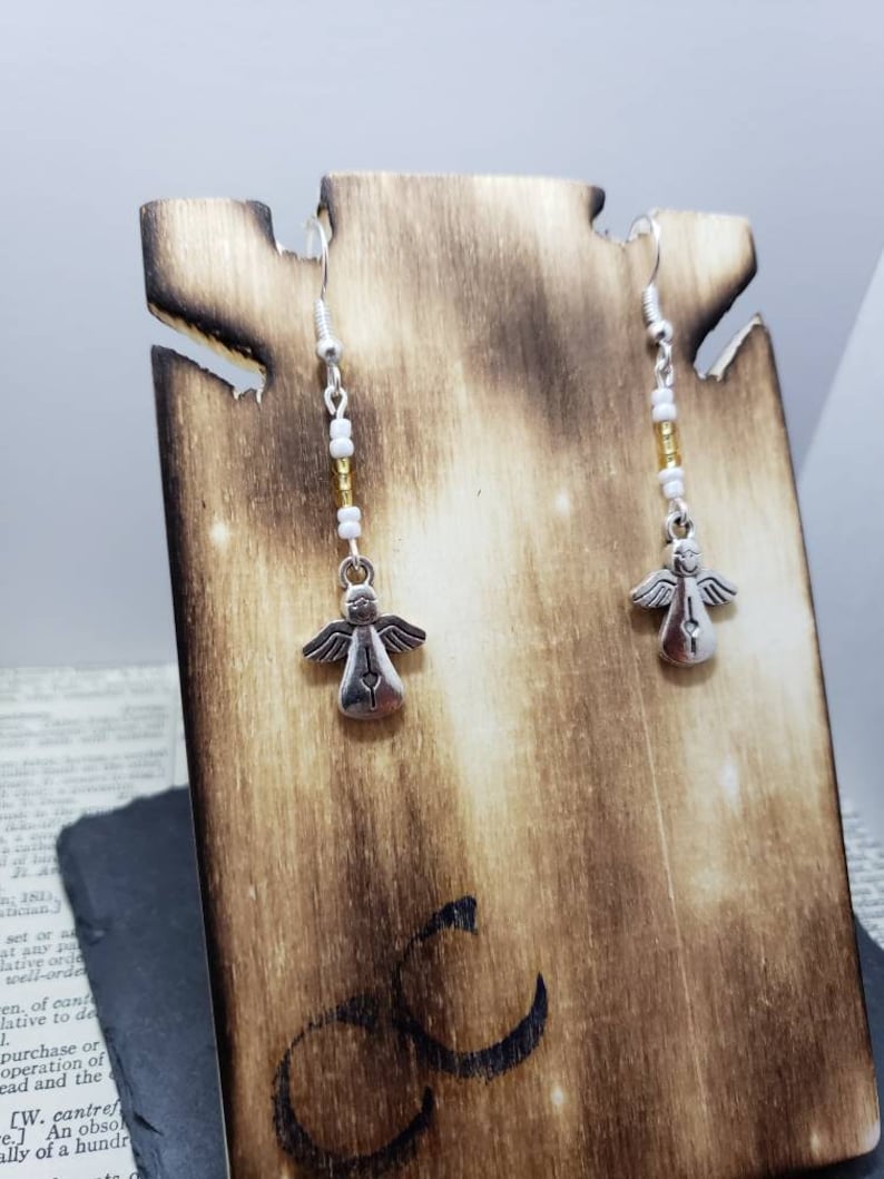 Silver Angel holiday Earring Set Dangle Beads