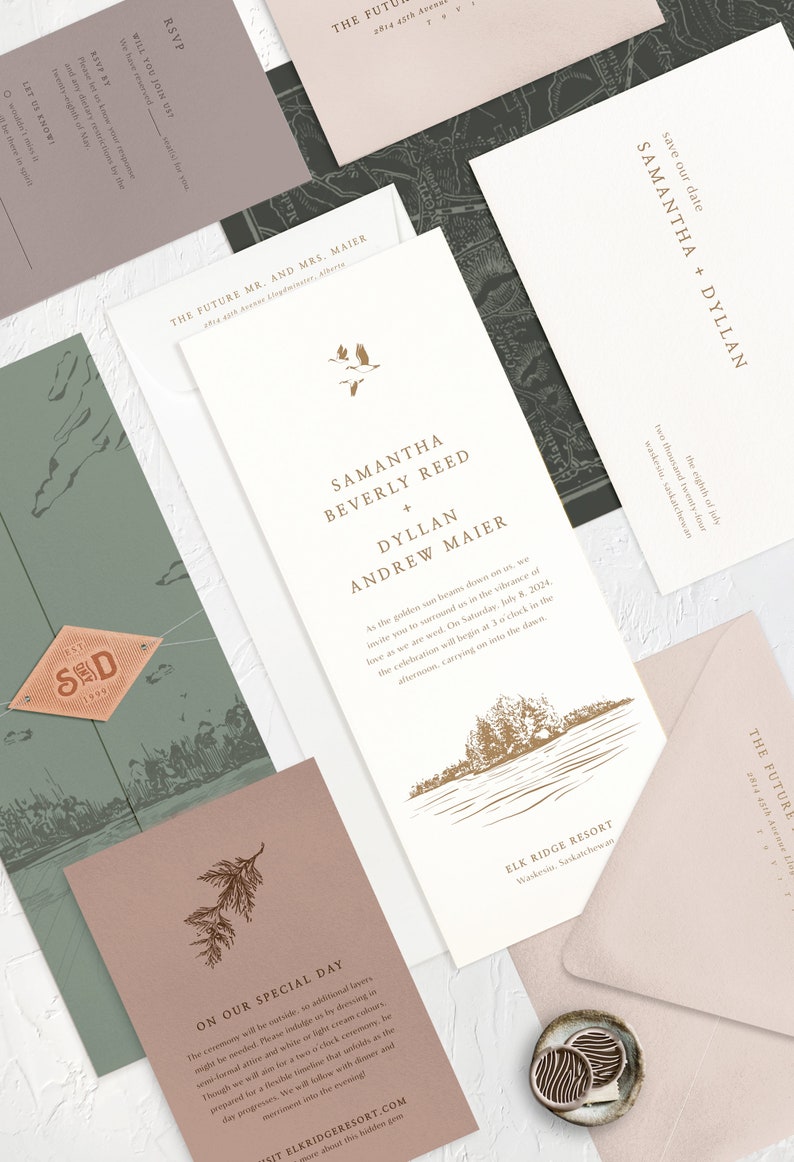 TIMBER Letterpress Save the Date, a refined rustic save the date set image 2