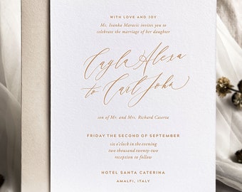 DOLCE 1.0 Letterpress Wedding Invitation Set, an elegant and romantic invite suite