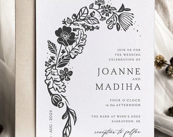 MEADOW 1.0 Letterpress Wedding Invitation Set, a romantic, vintage and unique invite suite