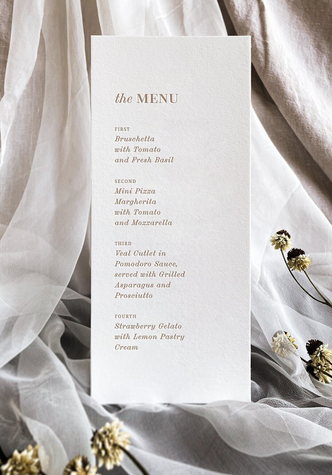 VERSE Letterpress Wedding Menus, a Refined, Modern and Unique Keepsake
