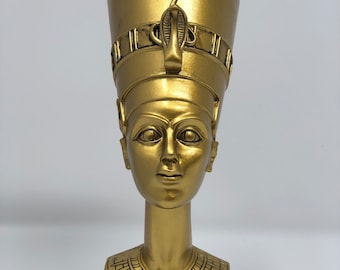 Egyptian Queen Neferneferuaten Nefertiti 7" Statue Figurine Sculpture Gold