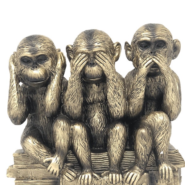 Les trois singes sages - ne voient pas le mal, n'entendent pas le mal, ne disent pas le mal (fabriqué en résine)