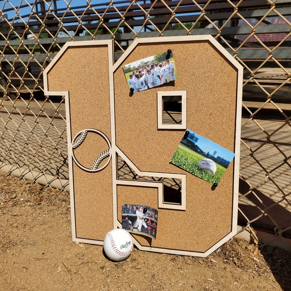 Sports Number Cork Cooperstown Pinboard Sign Team Award Display