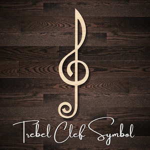 Treble Clef Wooden Cutout  Music Room Note Decor