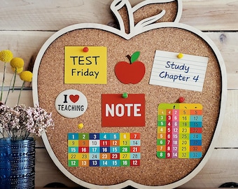 Teacher Appreciation Apple Cork Pin Board with Frame Classroom Vision Board