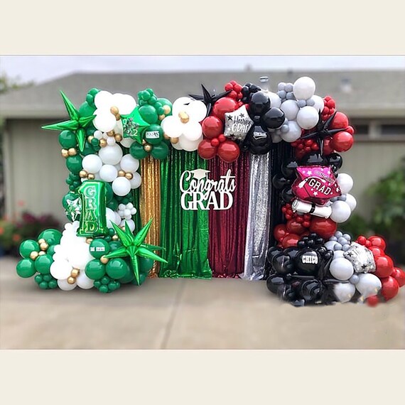 Teal 2024 Graduation Decorations Congrats Grad Backdrop Graduation Hanging  Swirls Photo Props Star Balloons for Class