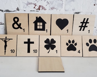 4"x4" Large Scrabble Tiles Crossword Wooden Wall Art Custom Family Letters Personalized Name Sign