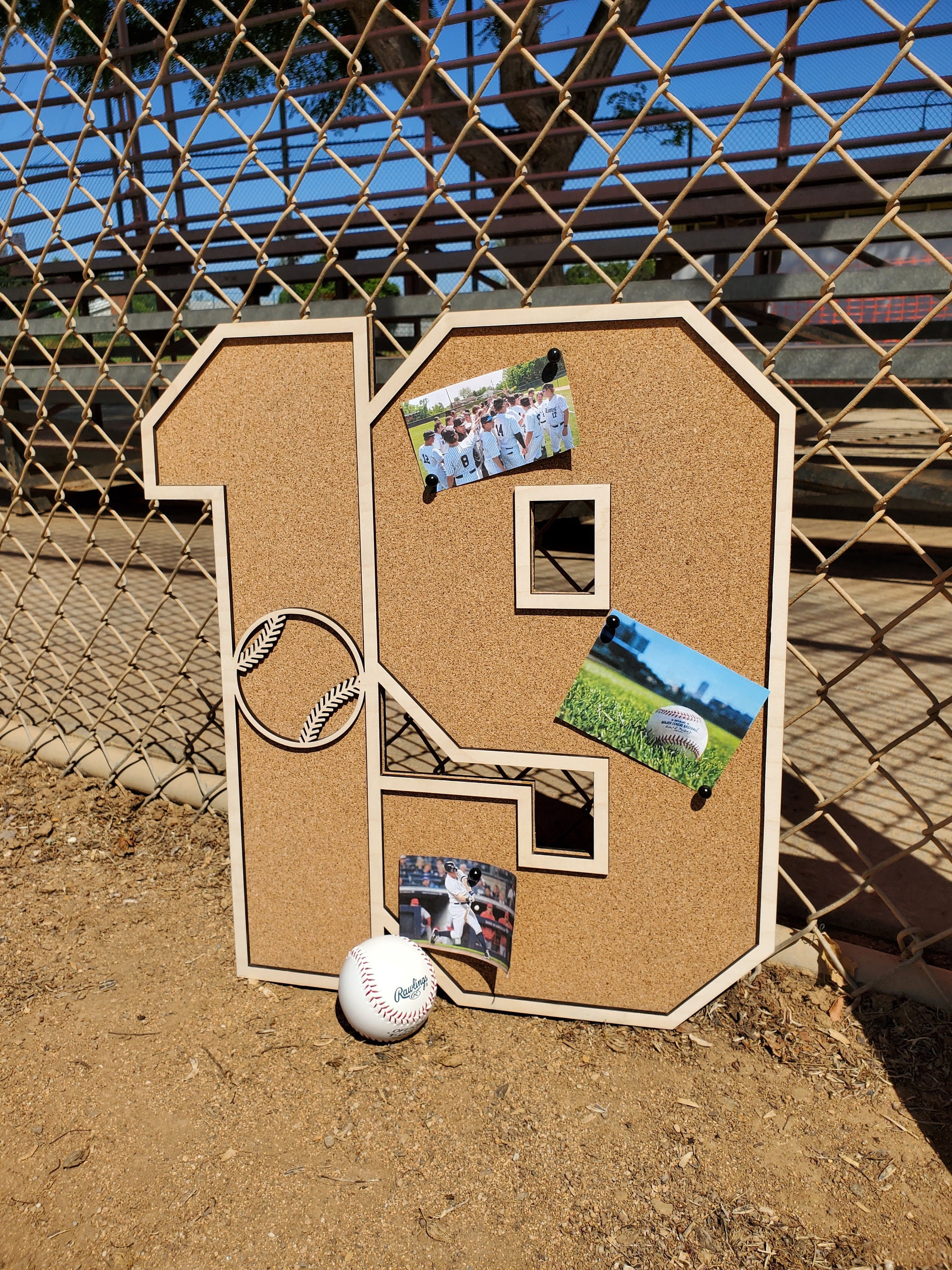 Sports Number Cork Cooperstown Pinboard Sign Team Award Display