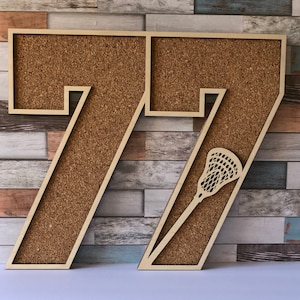 Lacross Jersey Number Cork  Pinboard | Cooperstown Pin | Sign | Team Award Display