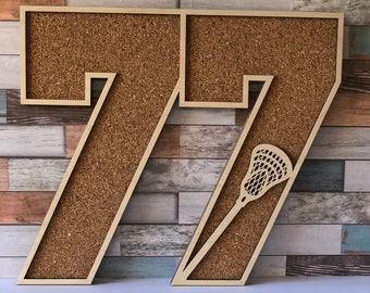 Lacross Jersey Number Cork  Pinboard | Cooperstown Pin | Sign | Team Award Display