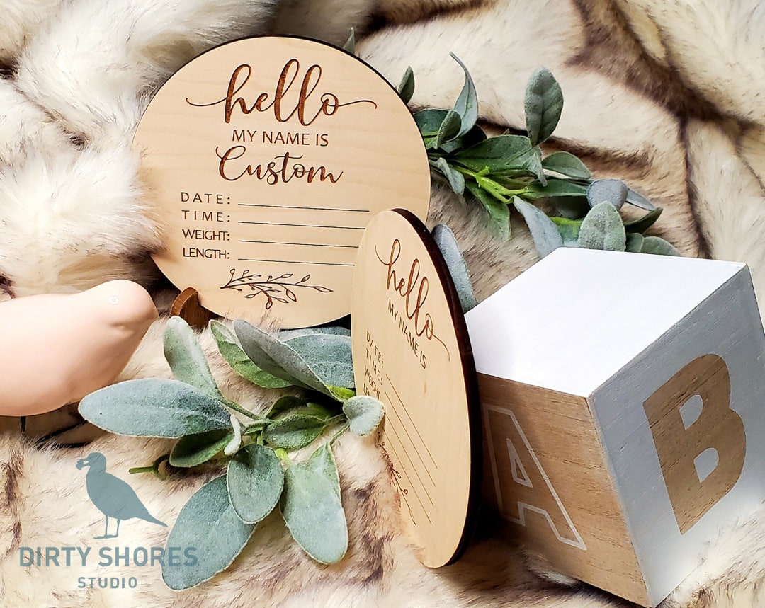 Custom Wood Personalized Birth Announcement Sign | Baby Birth Stat Sign ...
