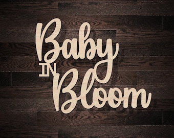 Baby In Bloom Announcement Sign Shower Wooden Backdrop Photo Prop Cake Topper