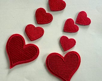 Red/Pink/Black Heart Iron ON Sew On Full Embroidered Patch Appliqués Badge