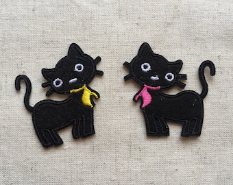 Set of 2 Siamese Cat Embroidered Iron On Sew On Embroidered Motifs