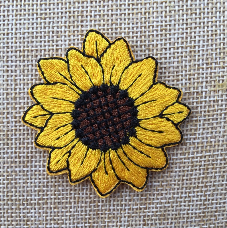 Sunflower Iron/ Sew On Full Embroidered Patch Appliqués Badge image 1