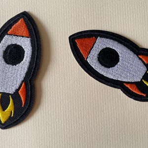 Set Of 2 Rocket Iron On Sew On Embroidered Patch Appliqués Badge