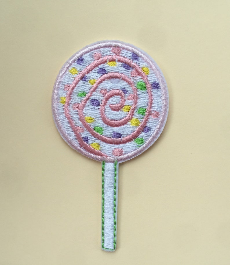 Pink Lollipops Iron/ Sew On Embroidered Patch Appliqués Badge image 1