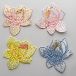 lotus Flower Iron On Sew On Embroidered Patch Appliqués Badges
