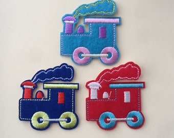 Set von 3 Choo Choo Zug Eisen / Sew On Bestickte Patch Applikationen Abzeichen