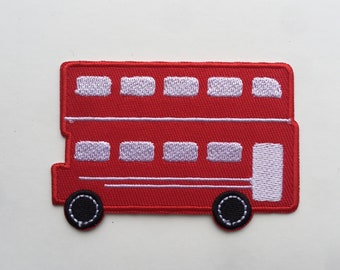 Double Deck Bus Car Iron/ Sew On Embroidered Patch Appliqués Badge