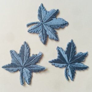 Juego de 3 parches bordados con hojas para planchar y coser.