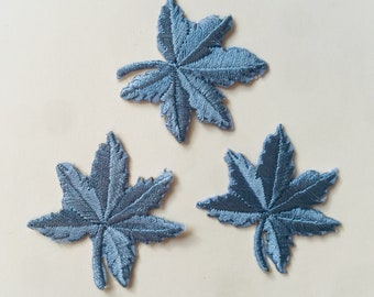 Set Of 3 Leaves Leaf Iron On Sew On Full Embroidered Patch Appliqués Badge