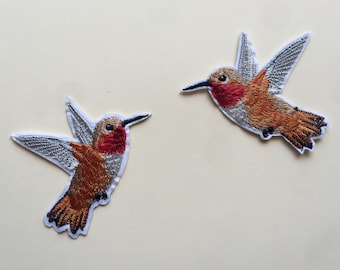 Yellow Orange colour Hummingbird Iron / Sew On Full Embroidered Patch Appliqués Badge