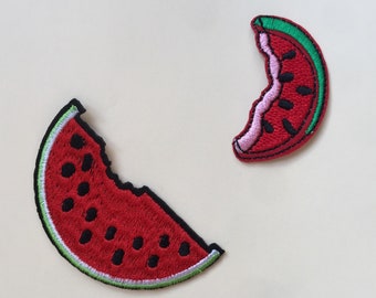 Set of 2 Watermelons Iron On Sew On Full Embroidered Patch Appliqués Badge