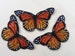 Set of 3 Orange Butterfly Iron/ Sew On Full Embroidered Patch Appliqués Badge 