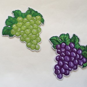 Uvas Frutas Passar a ferro Costurar Patch Bordado Completo Apliques Emblema