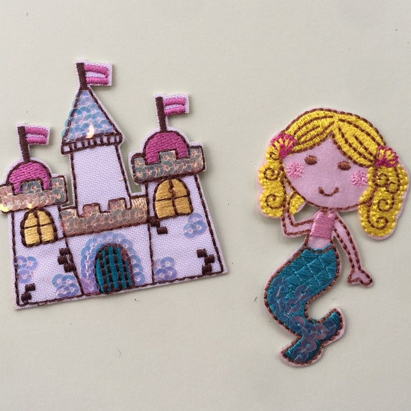 Princesse Et Château Fer / Coudre sur Patch Brodé Appliqués Badge